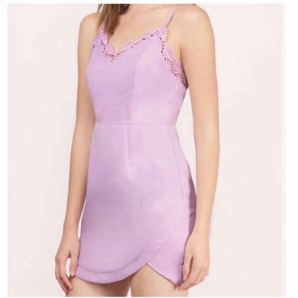 TOBI Lavender Purple Lace On Bodycon Mini Dress - Picture 2 of 8